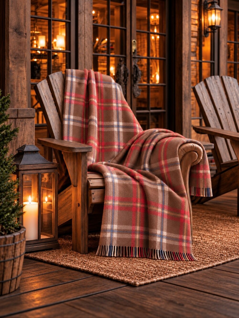 Vtg Raymond Polar Bear Wool Blanket TWIN Tartan Plaid Fall Cabin MCM 62x96 EUC
